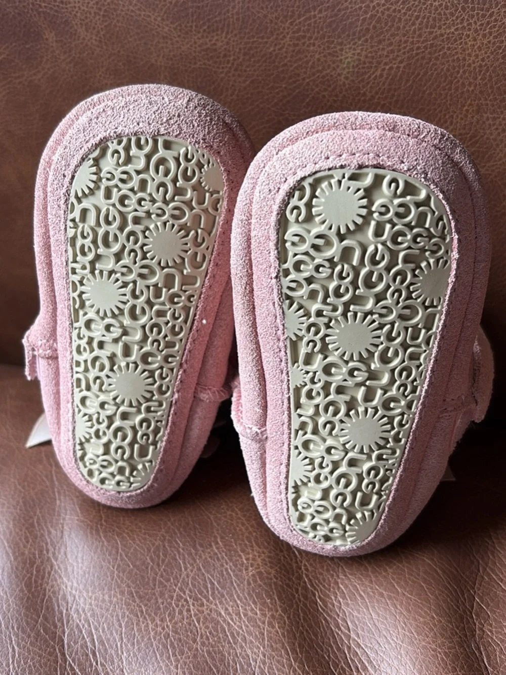 UGG Kids Pink Suede Shearling Booties